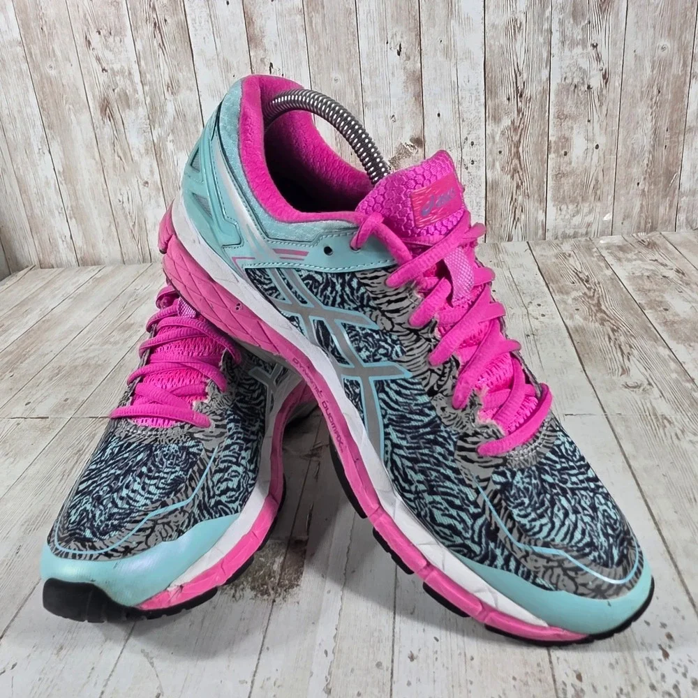 Asics Gel-Kayano 22 Womens‎ 9.5 Pink Teal Running Shoes T5A5N Stability Sneakers